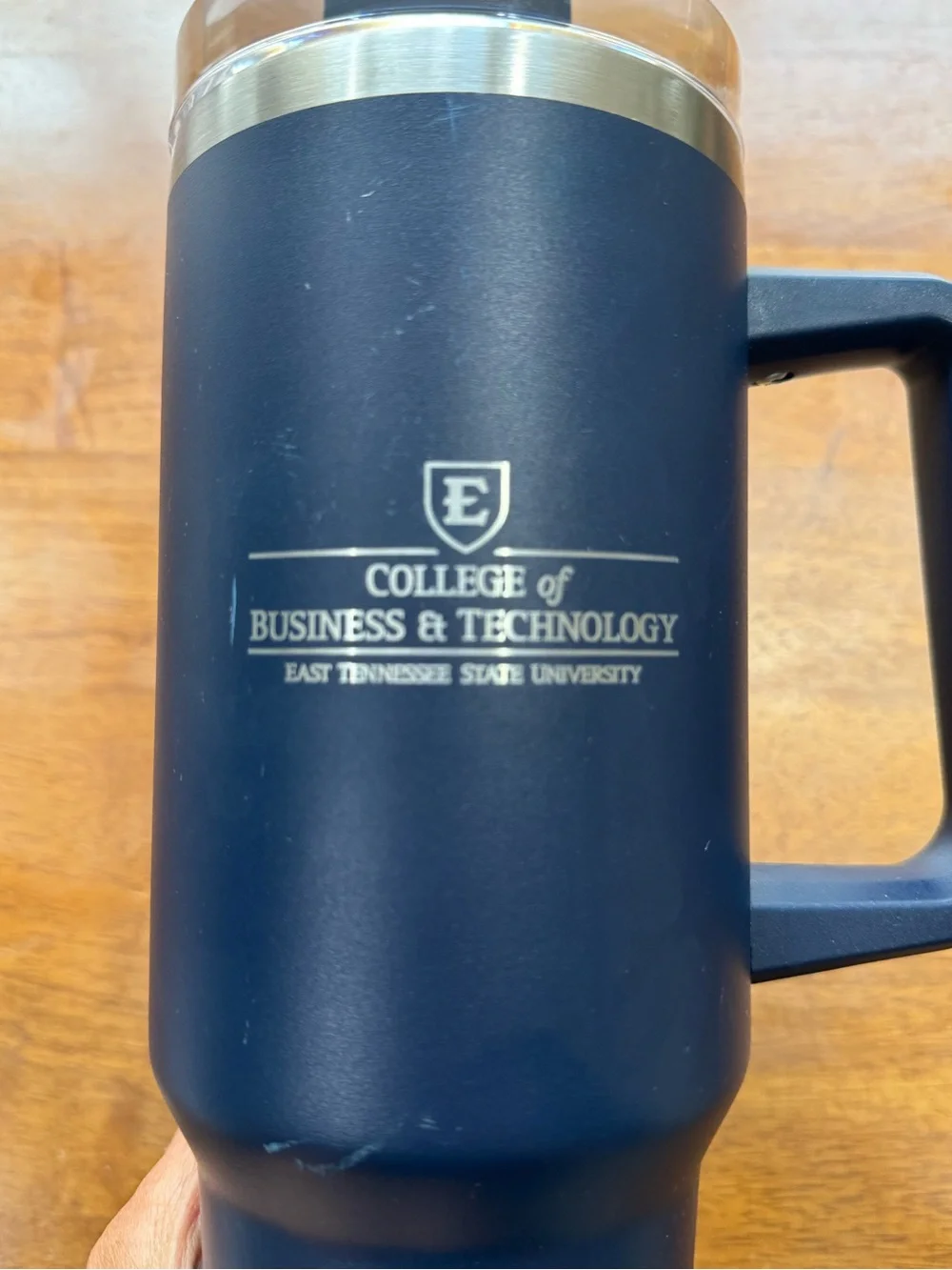 East TN State University College of Business Stainless Tumbler w Lid and Straw